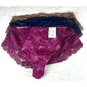 Joyspun Micro and Lace Hipster Panties 3-Pack Pink Blue Brown Size XXL 20 NEW